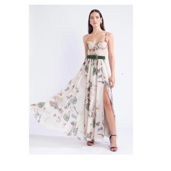 PatBO Dresses & Skirts - PatBo Sophia Belted Bustier Lace Corset Maxi Dress BNWT